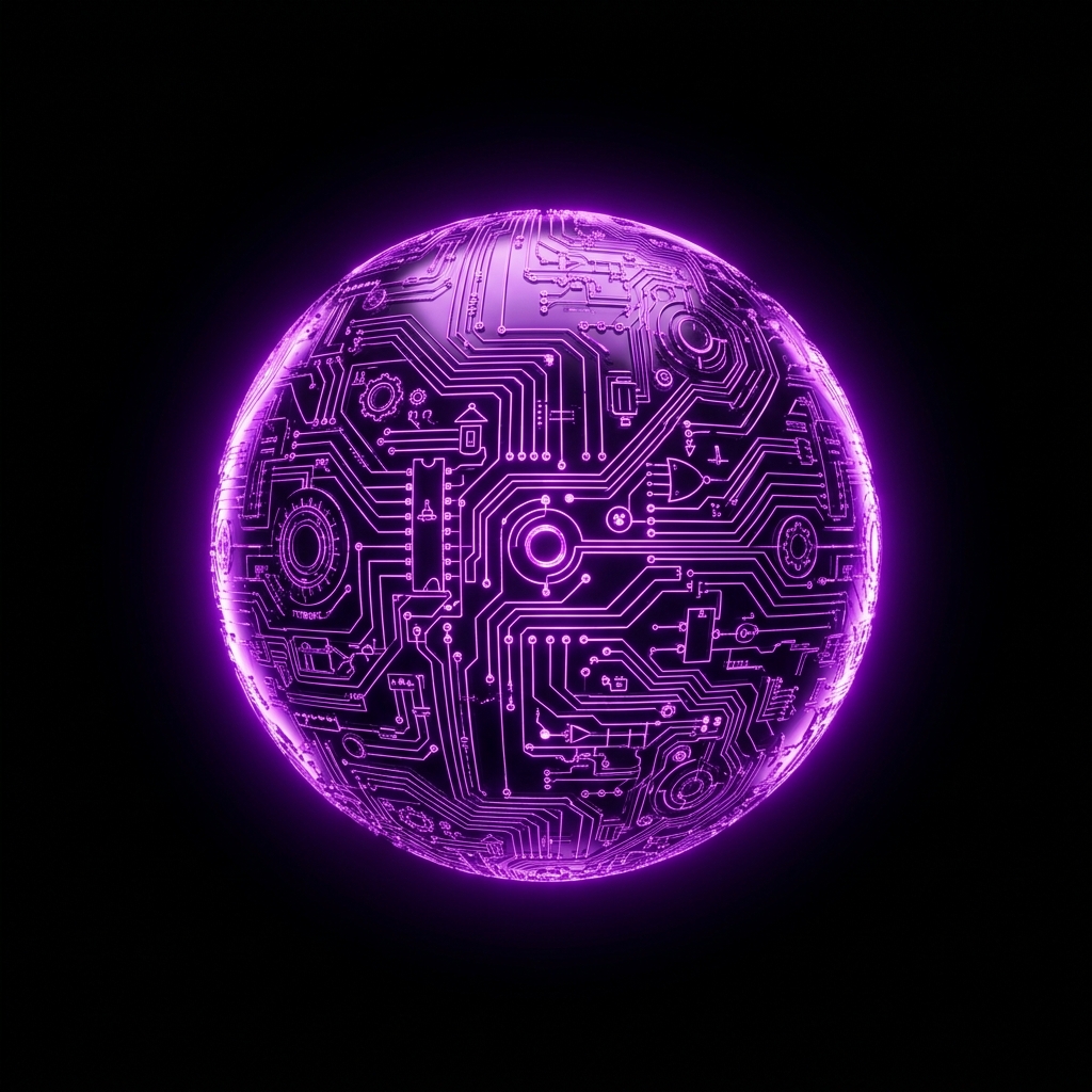 3D purple sphere representing engineering and technology